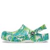 Crocs 4 Utskrift utomhus platt klack Strandsport Vit gröna sandaler ”Vit grön” 206230-1C8