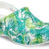 Crocs 4 Utskrift utomhus platt klack Strandsport Vit gröna sandaler ”Vit grön” 206230-1C8