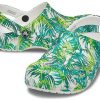 Crocs 4 Utskrift utomhus platt klack Strandsport Vit gröna sandaler ”Vit grön” 206230-1C8