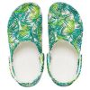 Crocs 4 Utskrift utomhus platt klack Strandsport Vit gröna sandaler ”Vit grön” 206230-1C8