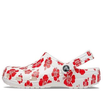 Crocs Classic Beach Sandals Unisex Röd Vit 207849-1AZ