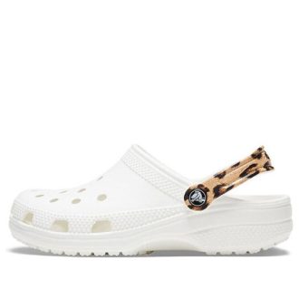 Crocs Classic Clog Beach Sandals Leopardtryck Vit 206638-1D1
