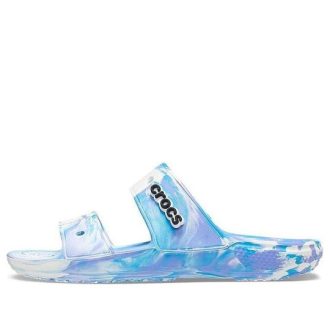 Crocs Classic Clog Marble Beach Unisex Vit Blå Tofflor ”White Blue” 207701-1FK