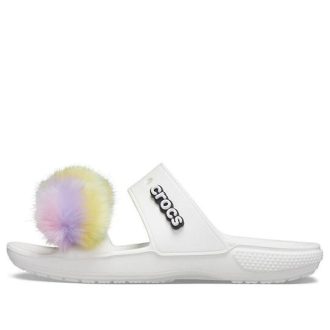 Crocs Classic Fur Sure sandaler med 2 remmar ”White” 207405-100