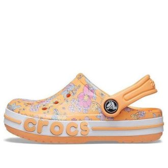 Crocs (GS) Bayaband säsongstryckta träskor ”Orange White” 206178-801