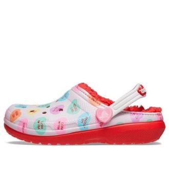 Crocs (GS) Classic Fodrade Elevated Sweethearts träskor ”Röd Vita” 207738-119