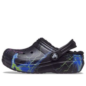 Crocs (GS) Classic Fuzz-fodrad träsko ”Black Lightning” 207322-0C4