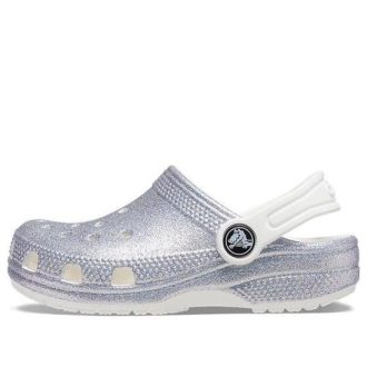 Crocs (GS) Classic Glitter Sandaler ”Silver White” 206993-94S