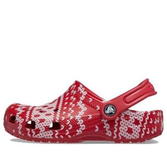 Crocs (GS) Classic Holiday Sweater Clogs ”Red White” 209221-90H