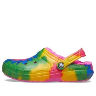 Crocs (GS) Classic Tie-Dye Fuzz-fodrade träskor ”Multi-Color” A206341-6RW