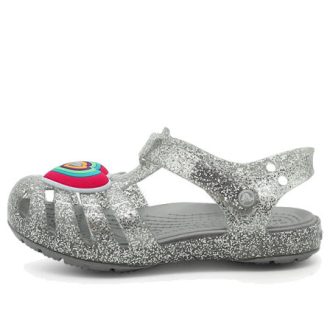 Crocs (GS) Isabella Glitter Flat Sandals ”Grey Silver” 205038-040
