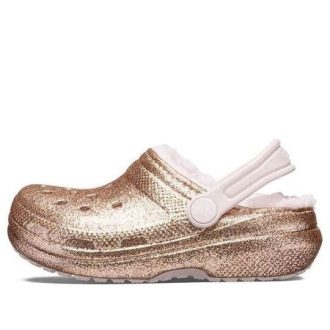 Crocs (GS) Klassiska fodrade glitterträskor ”Gold Pink” 207462-2UB