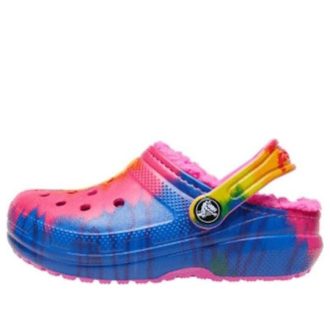 Crocs (GS) klassiska fodrade TieDye grafiska träskor ”Blue Pink” 206683-6RW