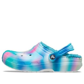 Crocs klassiska fodrade solariserade träskor ”White Blue Aqua” 207560-4SU