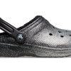 Crocs klassiska glitterfodrade träskor ”Black Silver” 205842-067