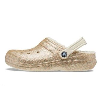 Crocs klassiska glitterfodrade träskor ”Gold White” 205842-93S