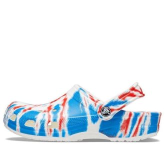 Crocs klassiska mönster slitstarka halkfria sporter Unisex Vit Blå Röd Sandaler ”Vit Blå Röd” 205453-928