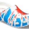 Crocs klassiska mönster slitstarka halkfria sporter Unisex Vit Blå Röd Sandaler ”Vit Blå Röd” 205453-928