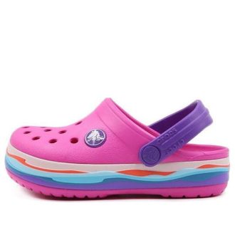 Crocs (PS) Crocband Wavy Band Small Crocs Casual Rosa Lila Sandaler ”Pink Purple” 205697-6L0