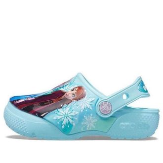 Crocs (PS) fryst tryck utomhus platt klack sport blå sandaler 207078-4O9