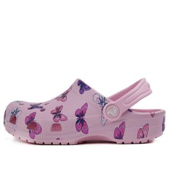 Crocs (PS) Klassisk träsko fjärilsmönster utomhus platt klack Sport Rosa sandaler 206414-6GD