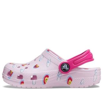 Crocs (TD) Crocs klassiska grafiska tryck träskor ”Pink” 207321-6GD