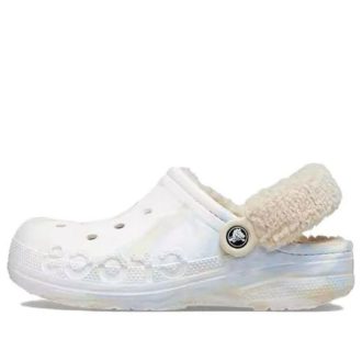 Crocs (WMNS) Baya Fodrad Fuzz Strap Marmorerad träsko ”White Multi” 209241