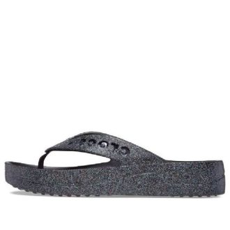 Crocs (WMNS) Baya Platform Glitter Flip Sandals ”Black” 208463