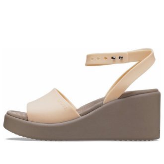 Crocs (WMNS) Brooklyn Ankel Strap Wedge Sandaler ”Cream White Brown” 209406-2DS