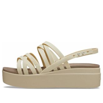 Crocs (WMNS) Brooklyn Strappy Low Wedge ”Bone” 206751-2Y2