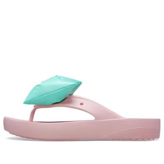 Crocs (WMNS) Classic Platform Bow Flip Flops ”Pink Teal” 210182-606