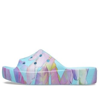 Crocs (WMNS) Classic Platform Palm Print Slide ”Blue Multi-Color” 208607-4NQ