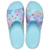 Crocs (WMNS) Classic Platform Palm Print Slide ”Blue Multi-Color” 208607-4NQ