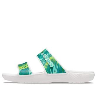 Crocs (WMNS) Classic Tropical Outdoor Platt Klack Sporttofflor Vit Grön 207183-94S