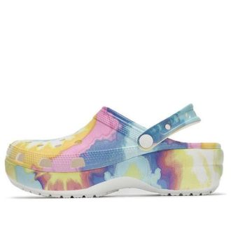 Crocs (WMNS) Klassiska clog clouds Tie Dye Utskrift Lättviktsmysiga sportsandaler Rosa Blå 207151-94S