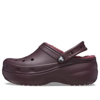 Crocs (WMNS) klassiska plattformsfodrade träskor ”Dark Cherry” 207938-6WD