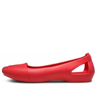 Crocs (WMNS) platta röda sandaler 202811-8C1