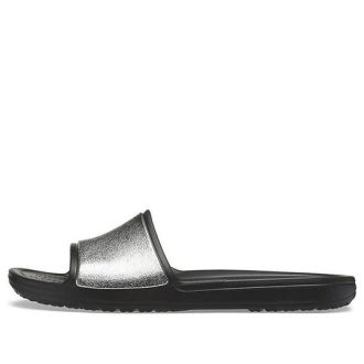 Crocs (WMNS) Sloane Shine Low Slide Flat Casual Black Silver Tofflor ”Black Silver” 206921-001