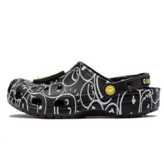 Crocs (WMNS) Smiley World Classic Clogs ”Black White Yellow” 873137