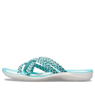 Crocs (WMNS) stickade flip-flops blå vit 205728-4DY