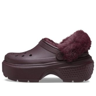 Crocs (WMNS) Stomp-fodrade träskor ”Dark Cherry” 208546-6WD