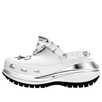 Crocs x MCM Mega Crush Clogs ”White Silver” MEXDAMM08WT